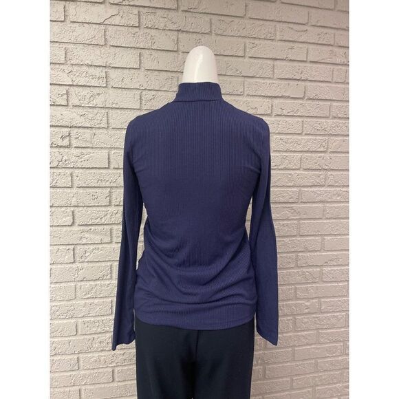 Drew Navy Blue Cut-Out Mock Neck T-Shirt Size XS - Picture 5 of 6